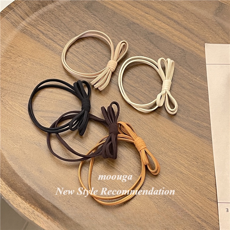 Dây Buộc Tóc Da Cao Su Thắt Nơ Phong Cách Hàn Quốc Đơn Giản Dễ Phối Đồ Moouga