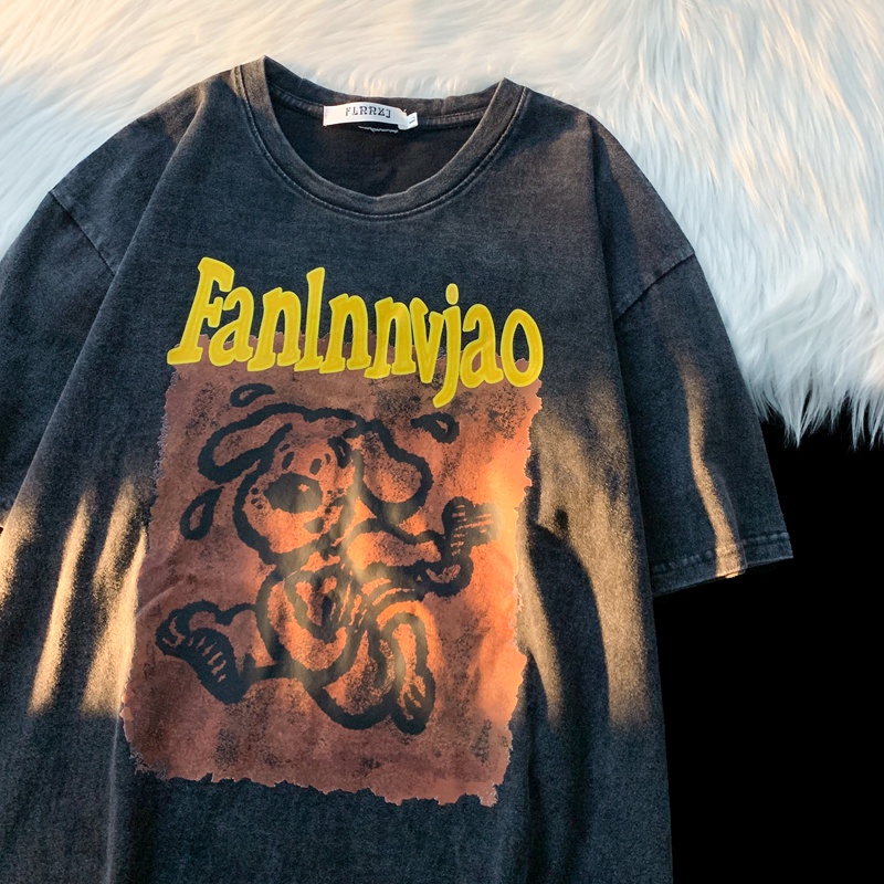 NRVP Áo Thun 100% Cotton Tay Ngắn Dáng Rộng In Họa Tiết Độc Đáo Phong Cách Hàn Quốc Thời Trang Cho Nam Và Nữ