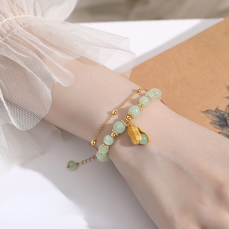 Vòng Tay Hai Lớp Xỏ Hạt Cườm Phong Cách Vintage Sang Trọng