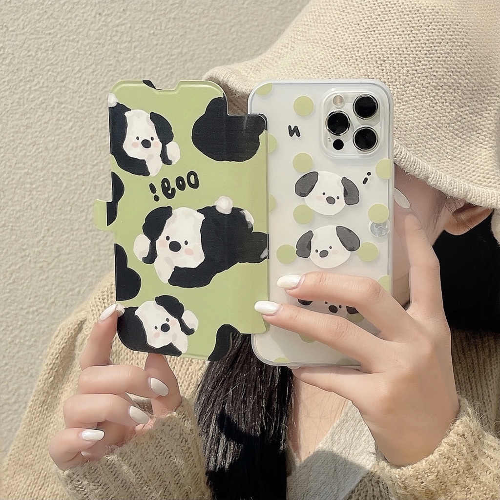 Bao Da Điện Thoại Nắp Lật Bằng Silicon Chống Sốc Họa Tiết Chú Chó Hoạt Hình Cho iPhone 14 13 12 11 PRO MAX Ốp
