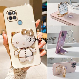 Ốp Điện Thoại Họa Tiết Hello Kitty Cho Casing INFINIX Smart 6 Case Cute Anime Cartoon Vanity Mirror Hello Kitty Holder Phone Cases With Metal Sheet TK