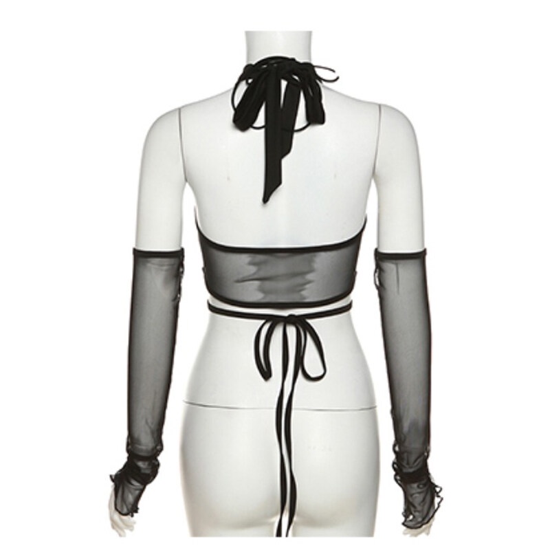 Kliou 2023 Áo Ngắn Dây Chéo Đa Năng Có Tay Quyến Rũ Cho Nữ Đi Hộp Đêm