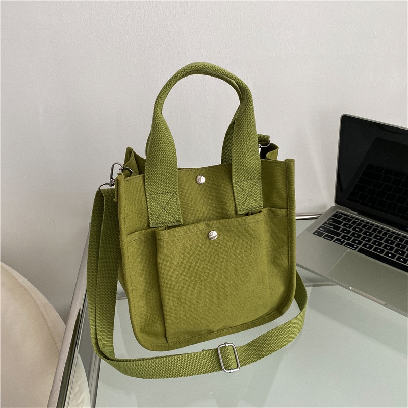 MISCHA Túi Đeo Vai Hình Vuông Cỡ Nhỏ Bằng Vải Bạt Màu Trơn Phong Cách Nhật Bản Hàng Mới Dành Cho Bạn Nữ