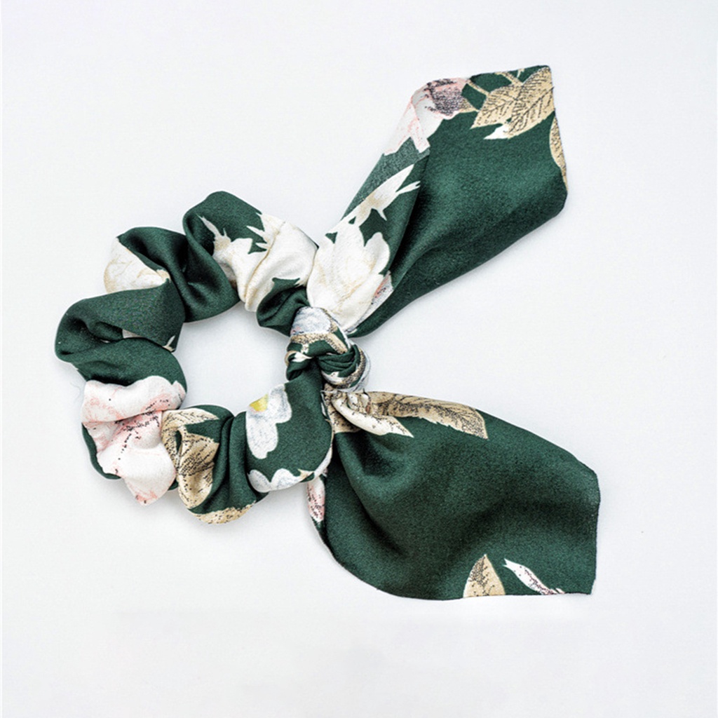 Set 4 Dây Cột Tóc Vải Satin Mềm Mịn In Họa Tiết Hoa Xinh Xắn Dùng Hàng Ngày