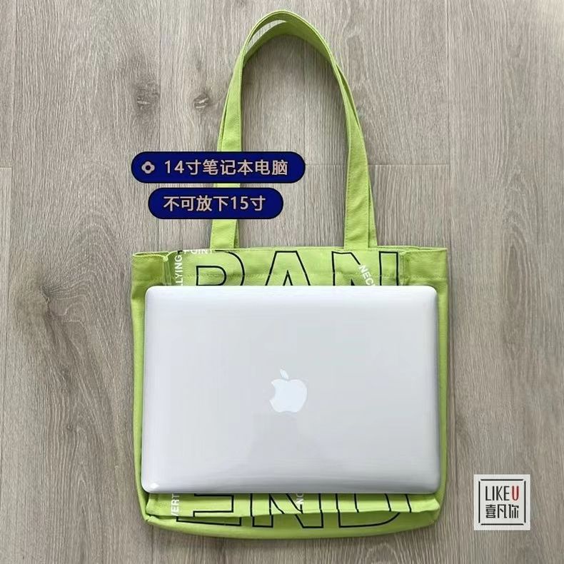 Túi Xách Canvas In Chữ Màu Xanh Lá Thời Trang