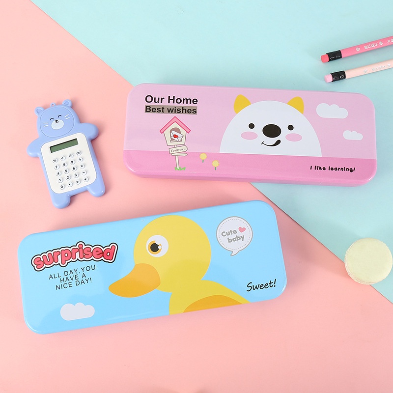 Dasheng Hộp Bút Hai Lớp Bằng Thiếc In Hình Hoạt Hình Dễ Thương Dành Cho Học Sinh Tiểu Học