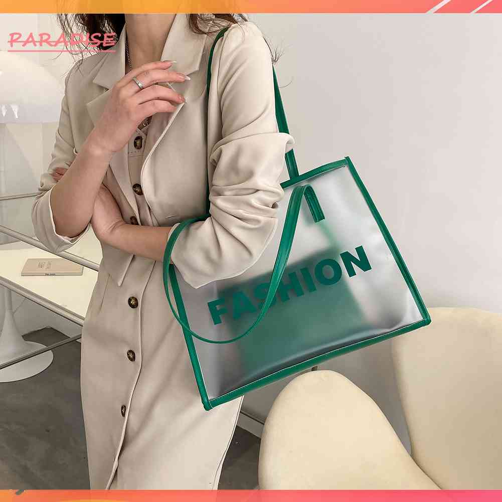 Túi Xách PVC Trong Suốt In Chữ Thời Trang Đi Biển Mùa Hè Cho Nữ