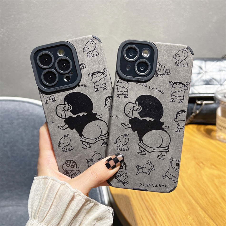 Ốp Điện Thoại Da Cừu + Silicon Hình Cậu Bé Bút Chì Cho iPhone 11 12 13 14 Pro MAX Plus 11Pro 13Pro 7 8 Plus X XR XS MAX SE 2020 | BigBuy360 - bigbuy360.vn