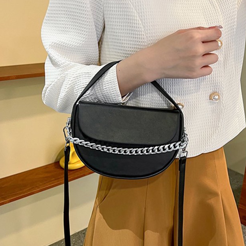 Túi Đeo Vai Nửa Vòng Dây Xích Thời Trang Hàn Quốc Cao Cấp Cho Nữ