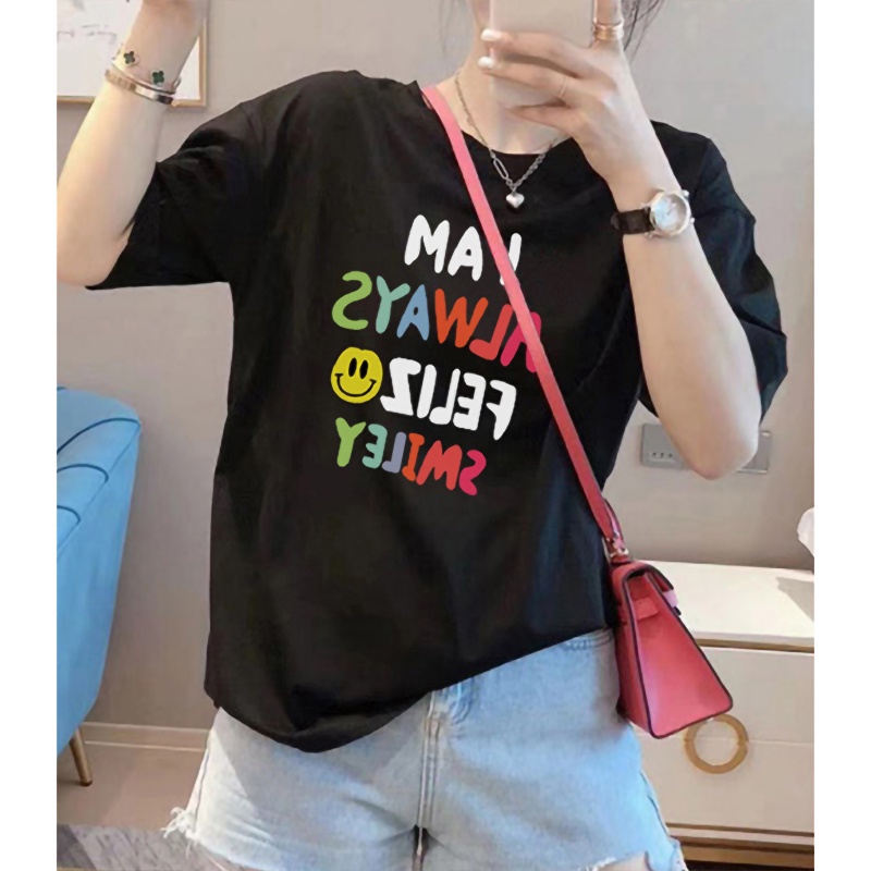 Áo thun NRVP 100% cotton tay ngắn in họa tiết độc đáo phong cách Hàn Quốc cho nữ