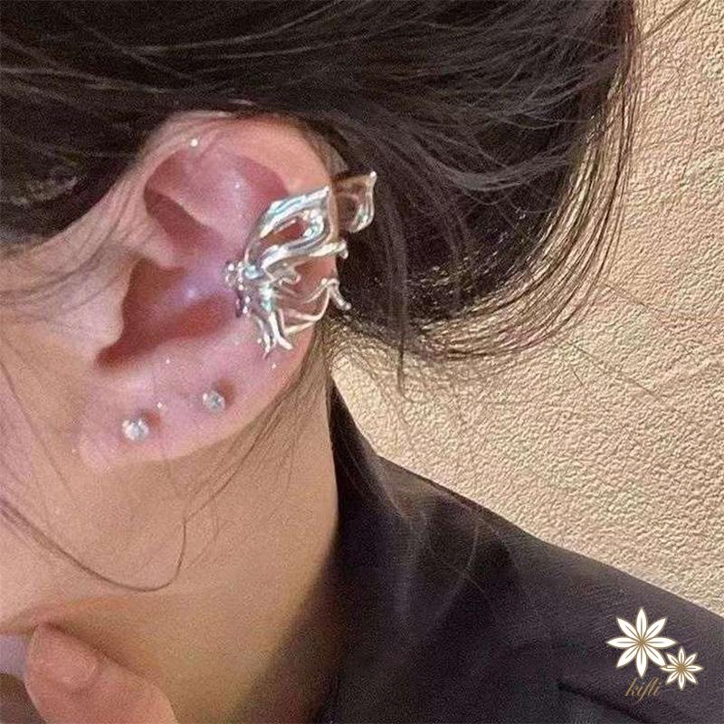 Khuyên Kẹp Vành Tai Không Xỏ Hình Cánh Bướm Đơn Giản Thời Trang INS Dành Cho Bạn Nữ