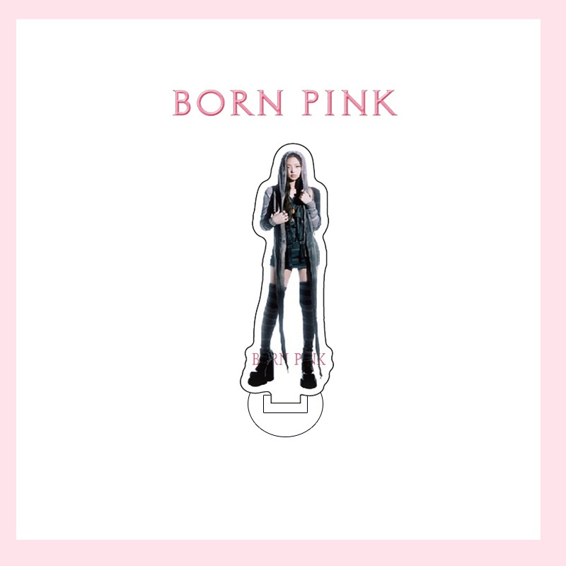 Bảng Hiệu Bằng Acrylic Màu Đen Hồng Kèm Giá Đỡ In Chữ Blackpink BORN Pink Album JENNIE LISA ROSE JISOO
