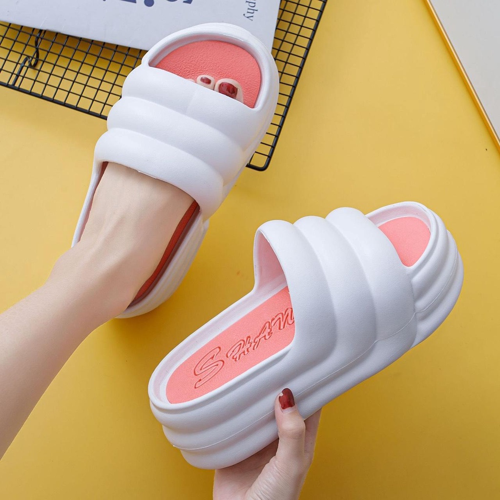 Dép Bánh Mì Quai Ngang Đế Cao 7cm, Phối Màu Phong Cách Trẻ Trung DP29