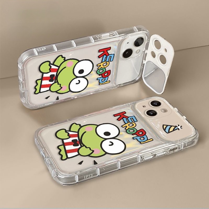 Ốp lưng iphone Giá đỡ gương lật ếch, vỏ điện thoại silicon trong suốt Cho Iphone 6 / 6S / 6splus / se / 7 / 7plus / 8 / 8plus / X / xs / xsmax / 11 / 12 / 13 / 14 / Plus / Pro / Pro Max-8007