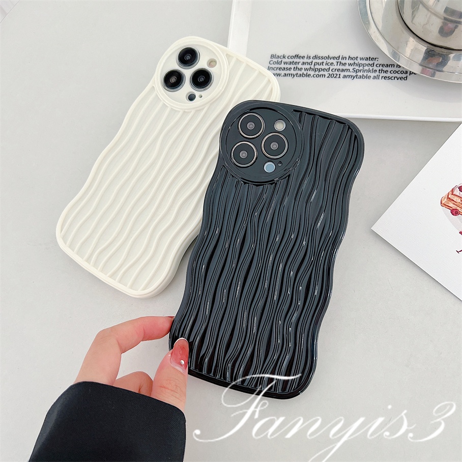 Ốp Điện Thoại TPU Silicon Mềm Họa Tiết Sóng Biển Trắng Đen Cho IPhone 14 13 12 11 Pro Max X XR Xs Max 8 7 Plus SE 2020