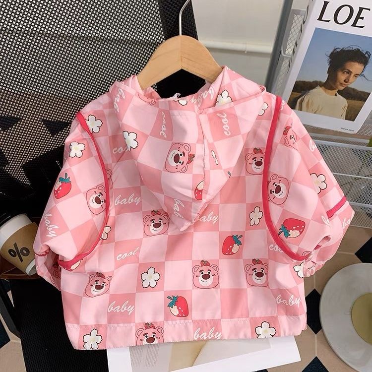 Gấu dâu Áo khoác áo gió hoạt hình bé gái