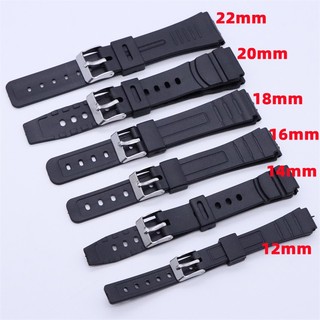 Dây Cao Su Silicone Khóa Kim Loại Cho Đồng Hồ Thể Thao Casio 12mm 14mm 16mm 18mm 20mm 22mm