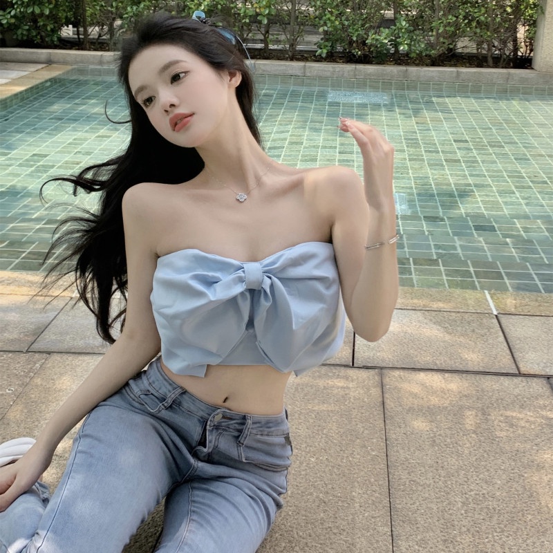 Áo Ống Mùa Hè Thắt Nơ Gợi Cảm Cho Nữ