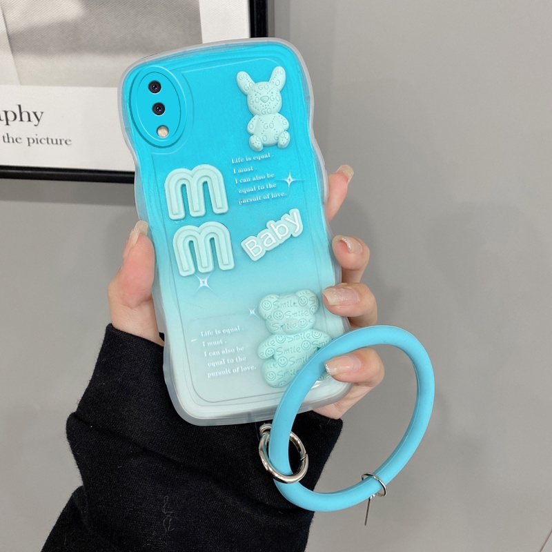 Ốp lưng samsung a02 Ốp Điện Thoại Ba Chiều Viền Lượn Sóng Hình Búp Bê Dễ Thương Gắn Dây Đeo Cho Samsung A02 Samsung A03 A03s A02s