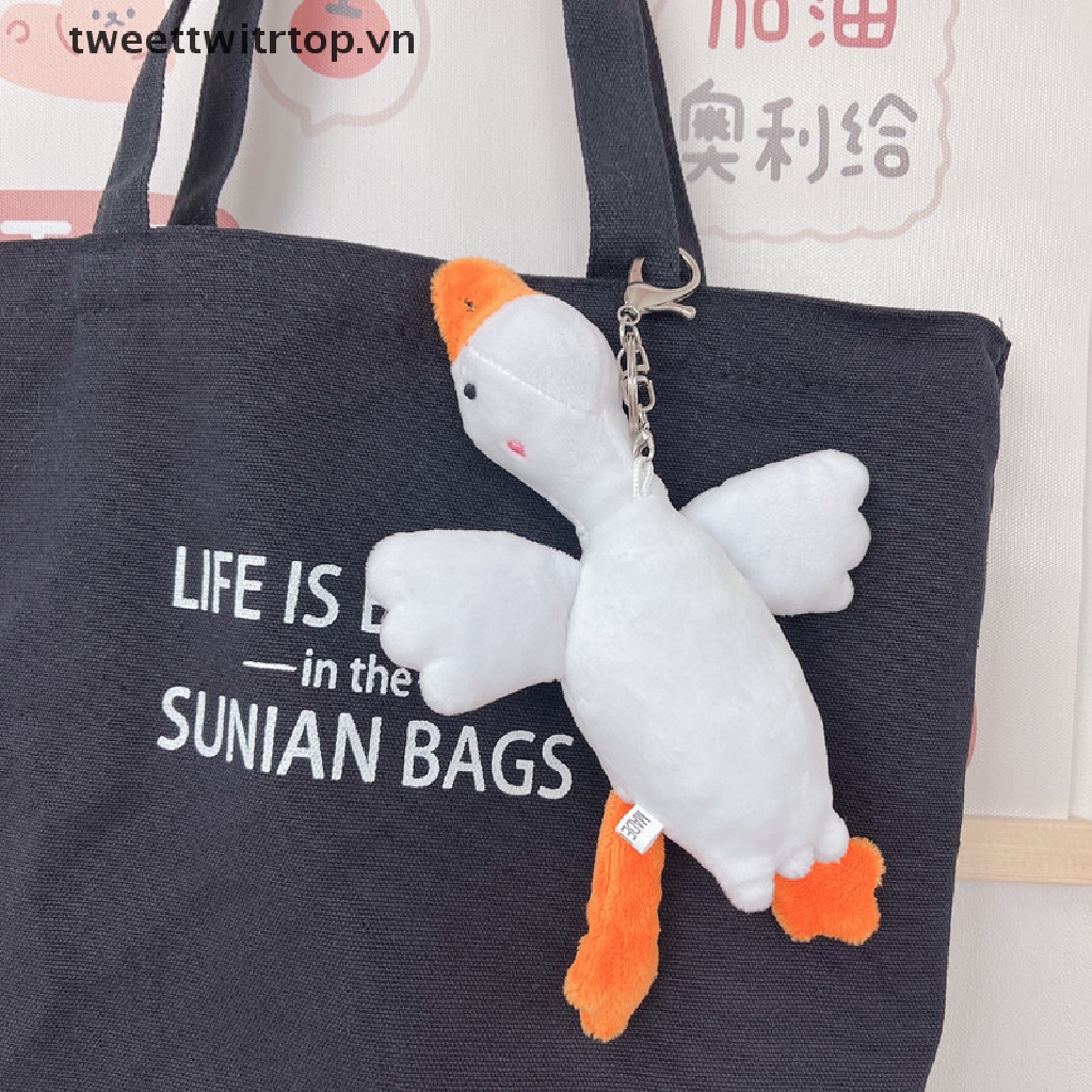 Thú Nhồi Bông Hình Con Thiên Nga Mềm Mại Đáng Yêu Gắn Móc Khóa