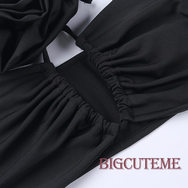 Set Đồ Mùa Hè 2 Món Gồm Áo Hai Dây Buộc Cổ Buộc Dây Màu Trơn + Chân Váy Dài Họa Tiết Hoa Màu Trắng / Đen Cho Nữ