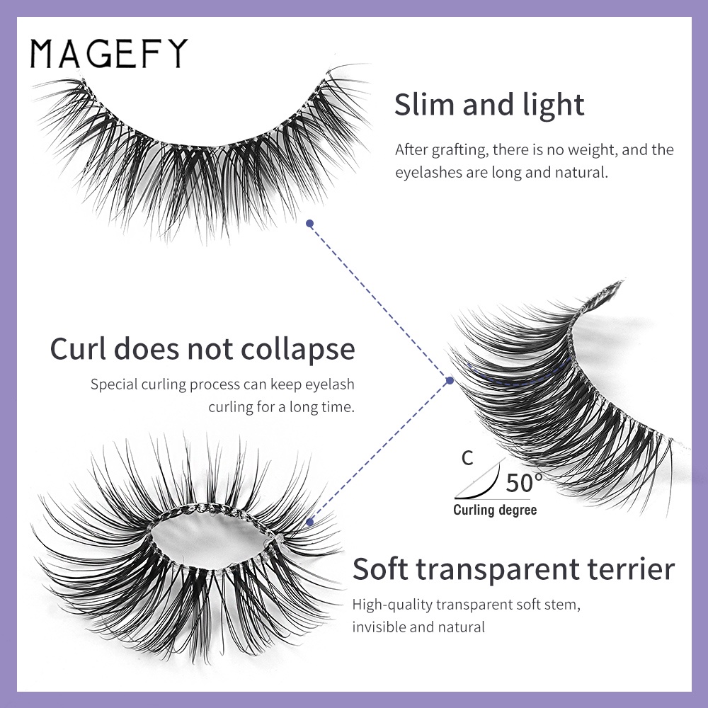 Set 3 Cặp Lông Mi Giả 3D Tự Nhiên Chống Nước Tái Sử Dụng Linh Hoạt