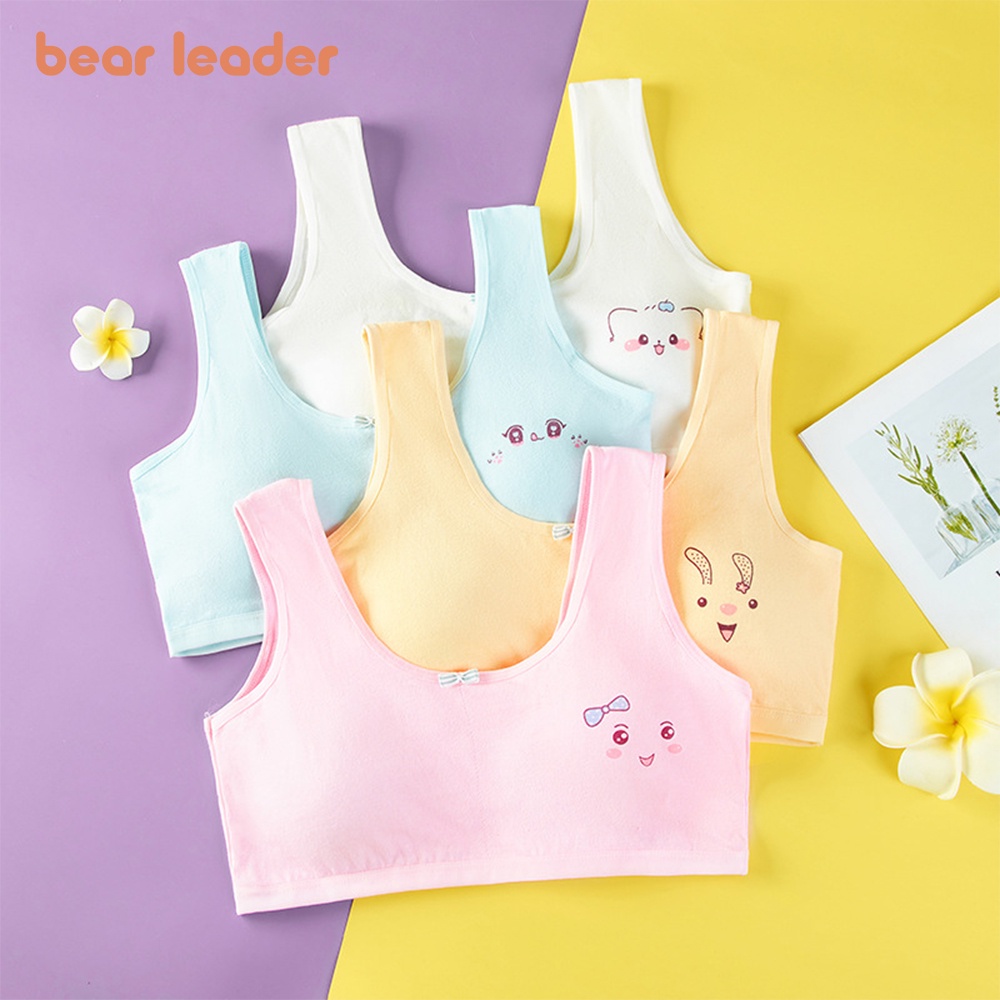 Áo lót BEAR LEADER cotton họa tiết mặt gấu dễ thương thời trang mùa hè 2023 cho bé gái