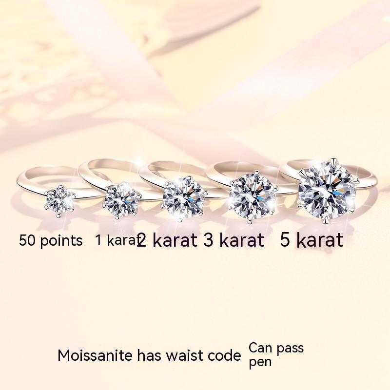 Kim Cương Nhân Tạo Moissanite  Nhẫn nữ 925 bạc D màu 0,5--5 carat Mosan đá có thể vượt qua bút kim cương với giấy chứng nhận giám định, nhẹ nhàng và sang trọng
