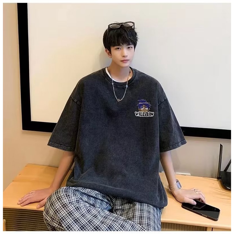 Áo Thun Cotton Tay Lửng Dáng Rộng Phong Cách Hip hop Đường Phố Thời Trang Mùa Hè Mới Cho Nam