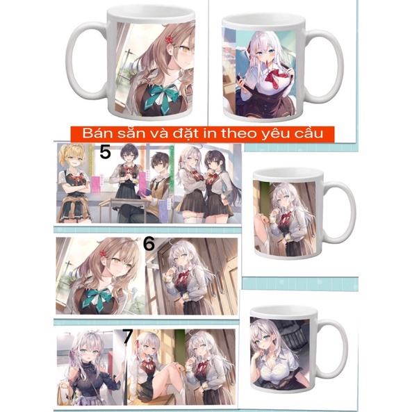 Cốc in hình Light Novel Arya-San bàn bên thi thoảng lại thả thính tôi bằng tiếng Nga/ly sứ Light Nov