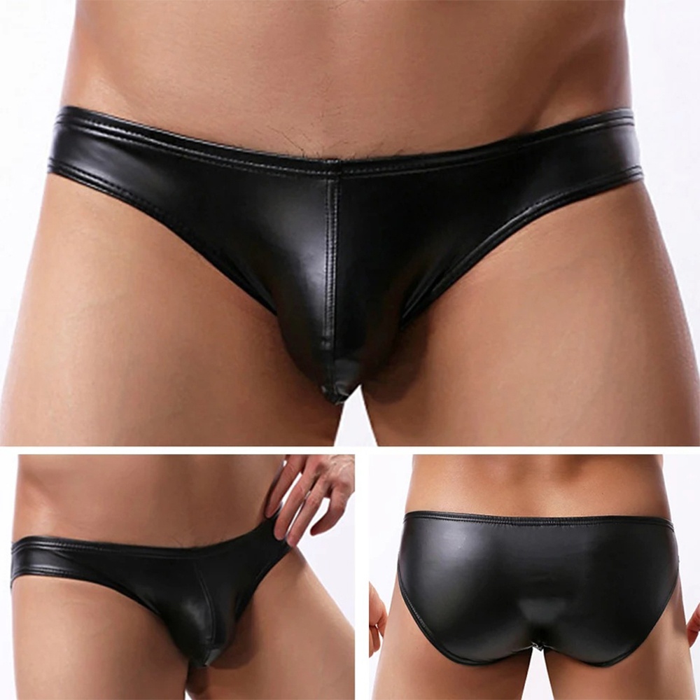 Quần Lót Boxer Da PVC Màu Đen Cho Nam Giới