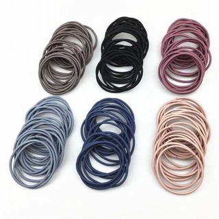 Set 100 chun cột tóc trơn nhiều màu kèm tú Zip