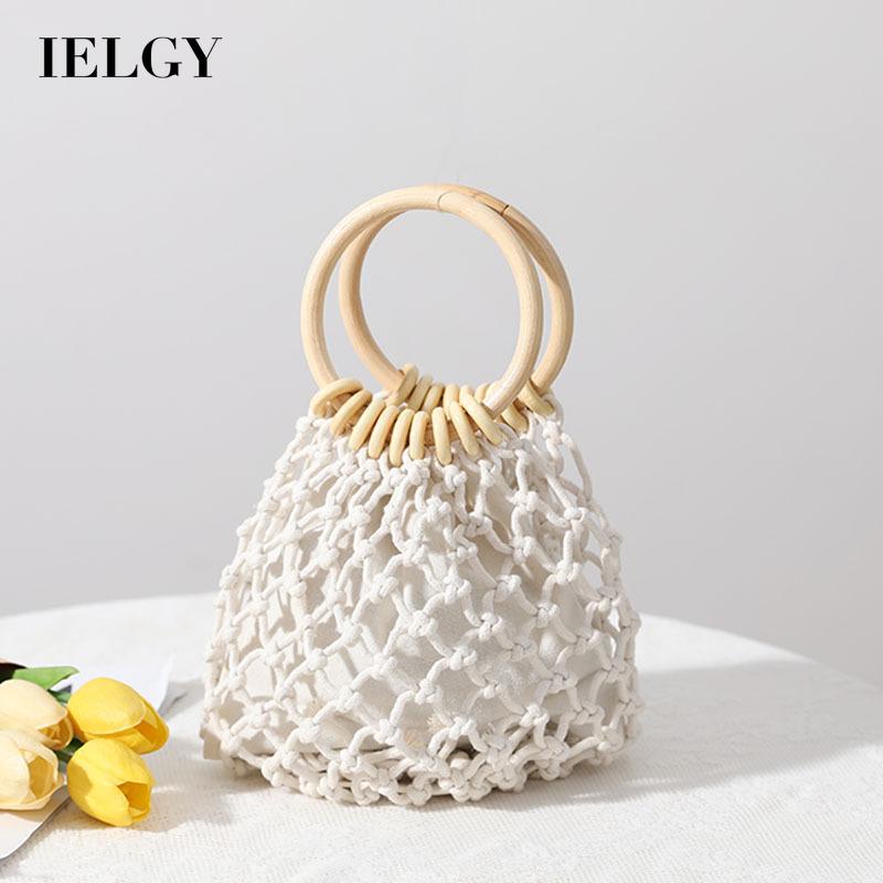 Ielgy Túi Xách bucket Dệt Rỗng Đơn Giản Cho Nữ