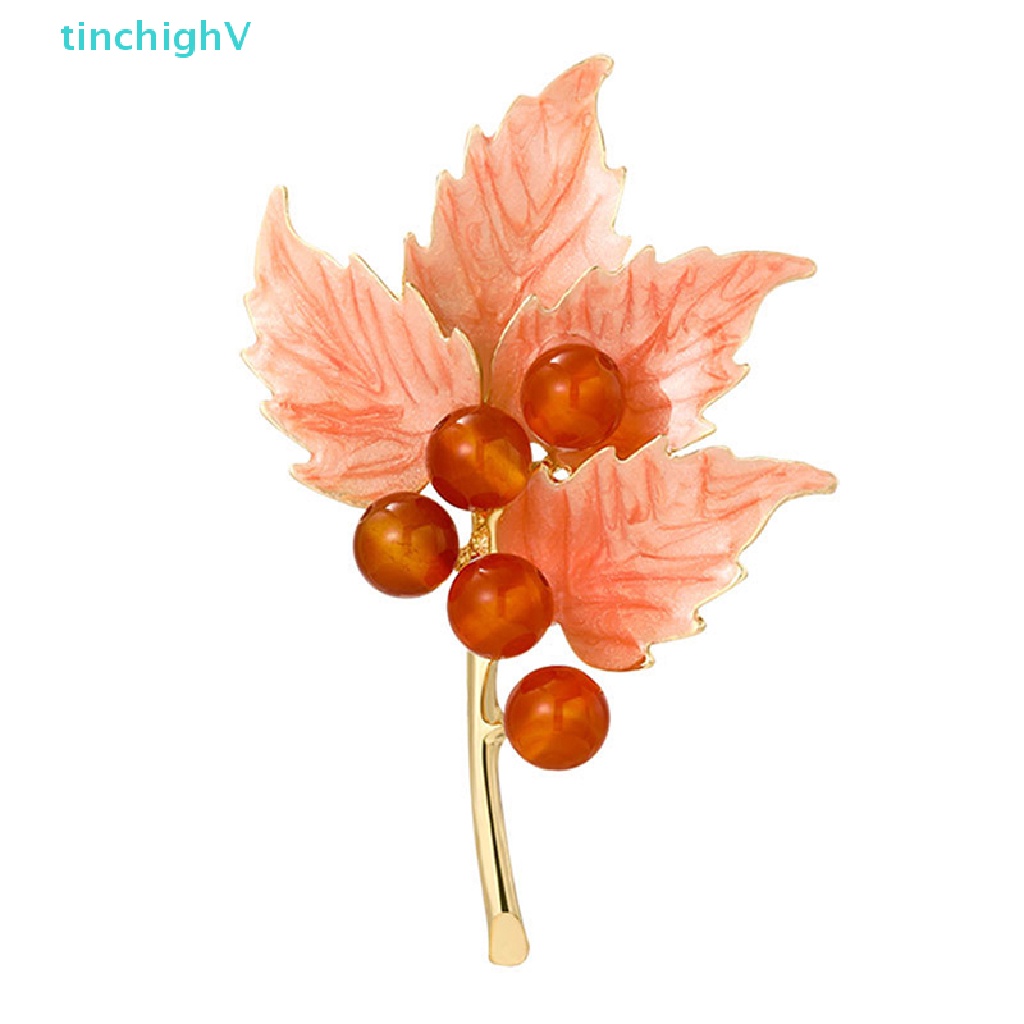 [TinchighV] Trâm Cài Áo Khoác Hình Lá Phong Đính Ngọc Trai Vintage Cho Nữ