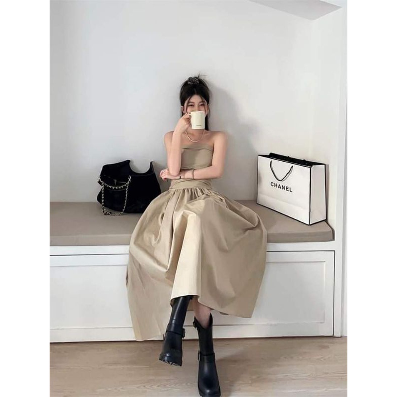 💢Váy cúp ngực xòe thô dáng dài ❤️❤️