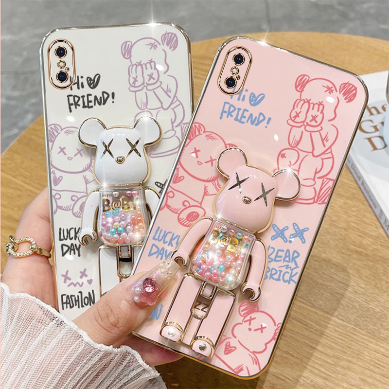 Ốp lưng iphone x xs iphone xs max xr TPU 3D Giá đỡ gấu bạo lực vỏ điện thoại di động Trường hợp siêu mỏng mạ mềm Trường hợp chống sốc 3D Ốp Điện iphone x xs iphone xs max xr