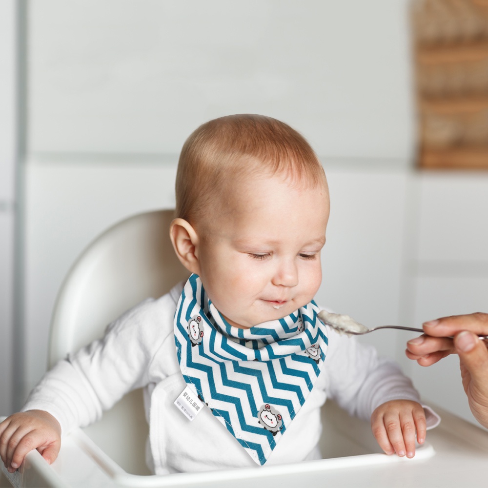 Set 10 Yếm Ăn Tam Giác Bằng Cotton Hai Lớp In Họa Tiết Hoạt Hình Có Thể Điều Chỉnh Cho Bé