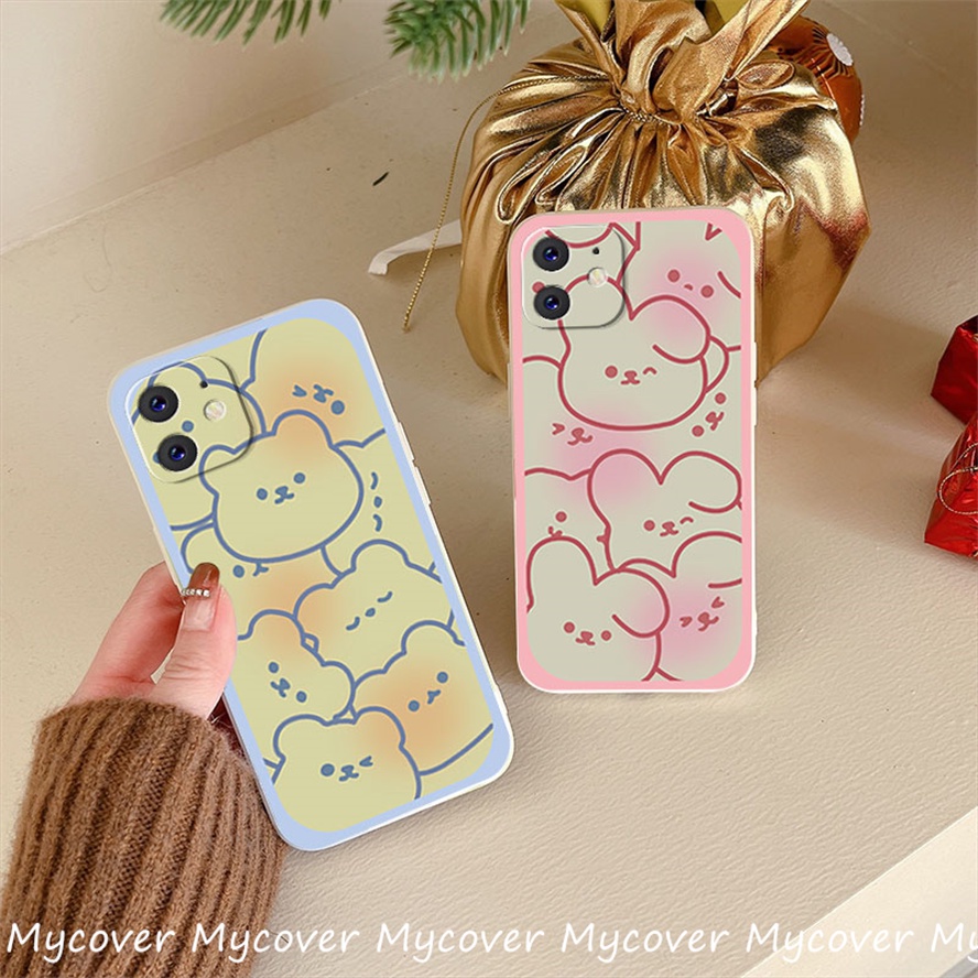 Ốp Điện Thoại Silicon Họa Tiết Thỏ / Gấu Dễ Thương Dành Cho iPhone 14 13 12 11 Pro Max X XR Xs Max 6 7 8 Plus