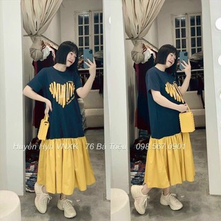 ĐẦM ĐI CHƠI, ĐẦM BABYDOLL DÁNG DÀI XÒE CỔ TRÒN TAY NGẮN XINH XUẤT SẮC LUN MẤY CHẾ ƠI