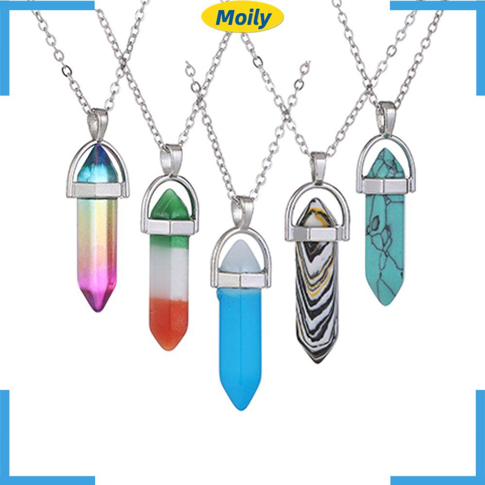 Vòng cổ mặt đá lục giác tự nhiên thời trang cho nữ