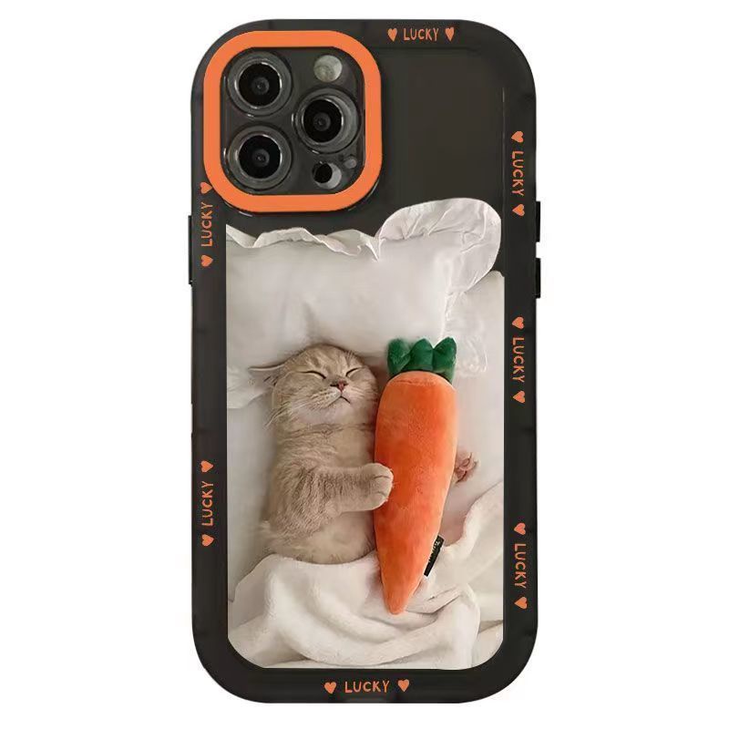 ✅Ốp Điện Thoại Trong Suốt In Hình Củ Cà Rốt Mèo Cho iPhone 14 / 13pro 12promax 7Plus 12 / 13pro