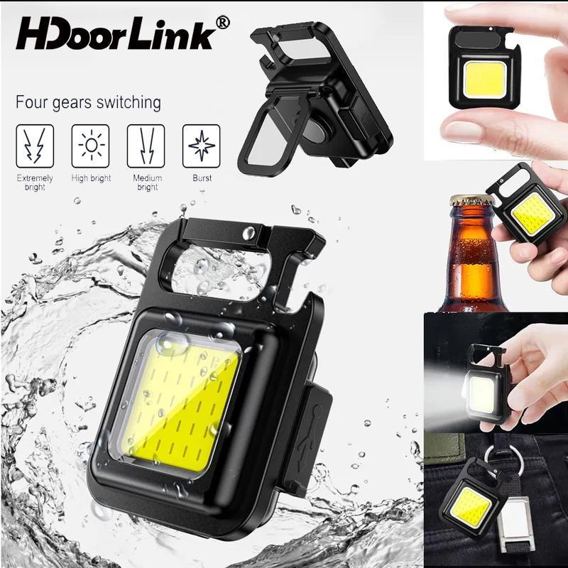 Đèn pin HDOORLINK mini 4 chế độ điều chỉnh chống thấm nước có đầu khui nắp chai và đế nam châm đa năng