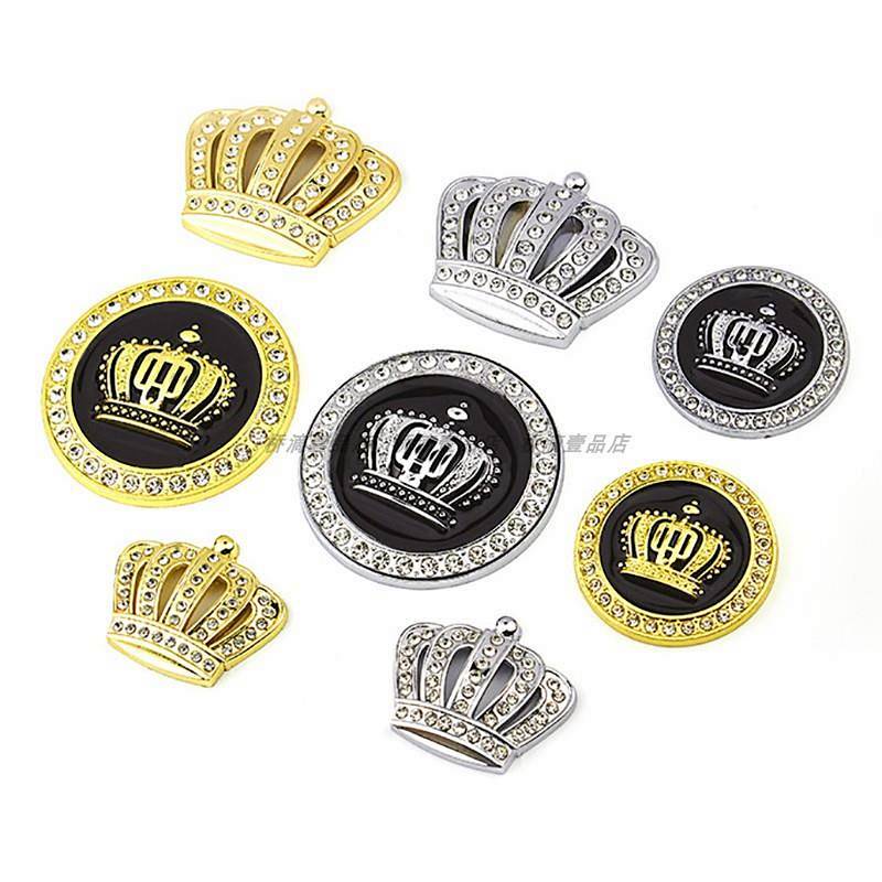 Car Metal Label Modified Diamond Crown Labeling Three-Dimensional 3D Stickers Crown Personality Car Labeling Decorative Sticker Car Body Sticker NBBI