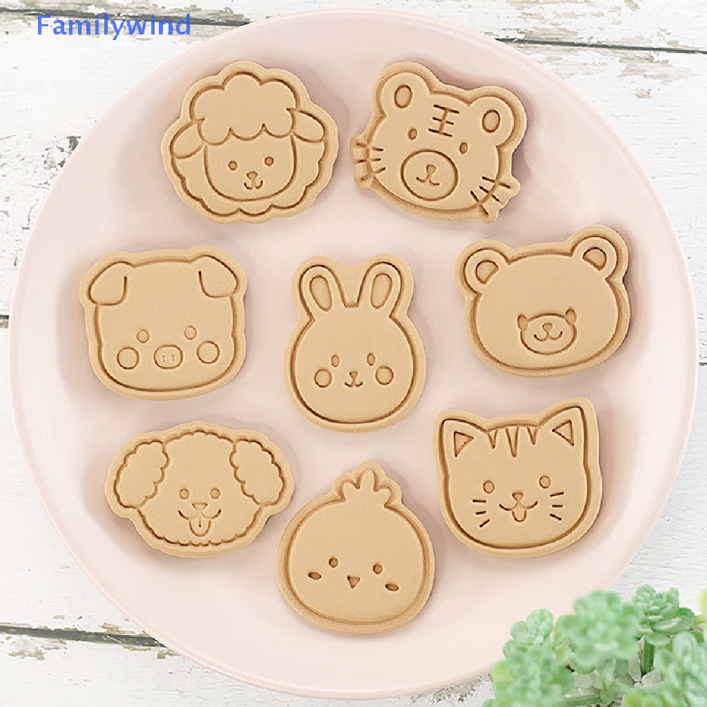 Set 8 Khuôn Cắt Bánh Quy Dạng Nhấn Hình Động Vật Hoạt Hình