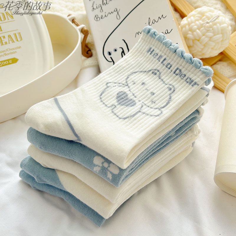 Tất Cổ Cao In Họa Tiết Hoa Dễ Thương Phong Cách Mori Thể Thao Thời Trang Cho Nữ