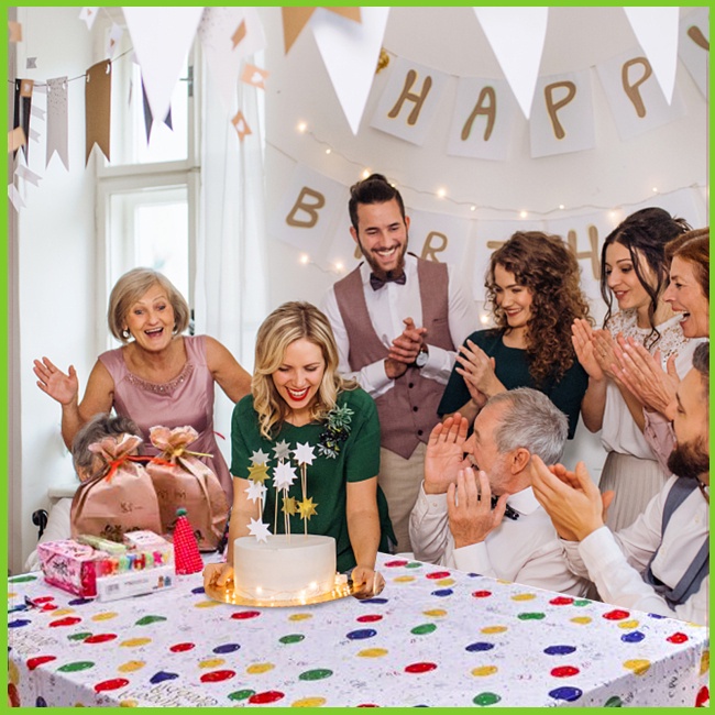 Khăn Trải Bàn Dùng Một Lần Chống Nước In Hình Bong Bóng Nhiều Màu Sắc