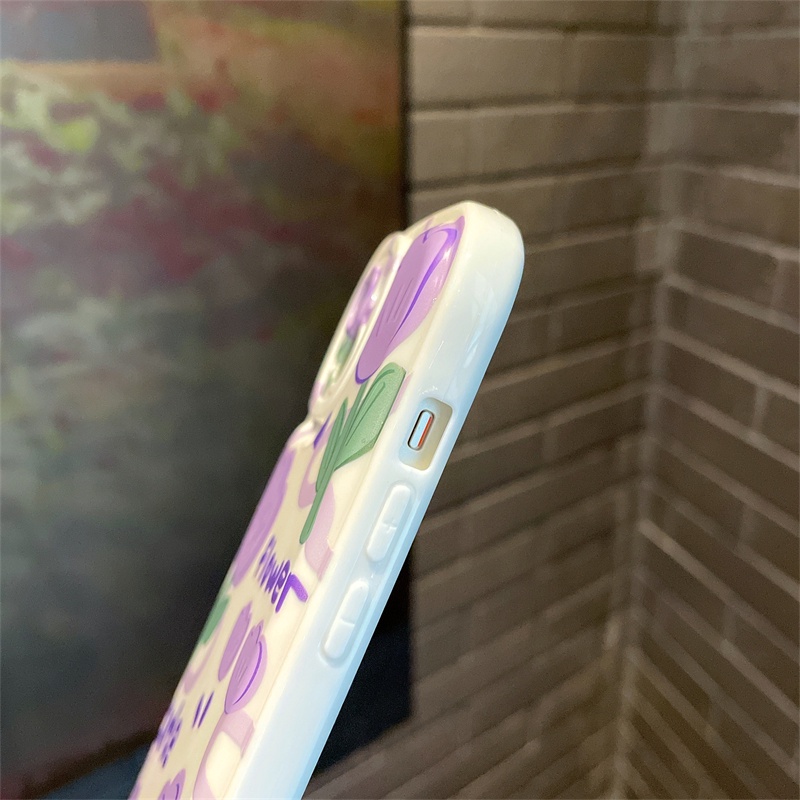 Ốp Điện Thoại Hình Hoa Tulip Màu Tím Có Đệm Khí Cho Iphone 14 13 12 11 Mini Pro Max Plus X XS XR XSMAX 8 7 6 6S Plus