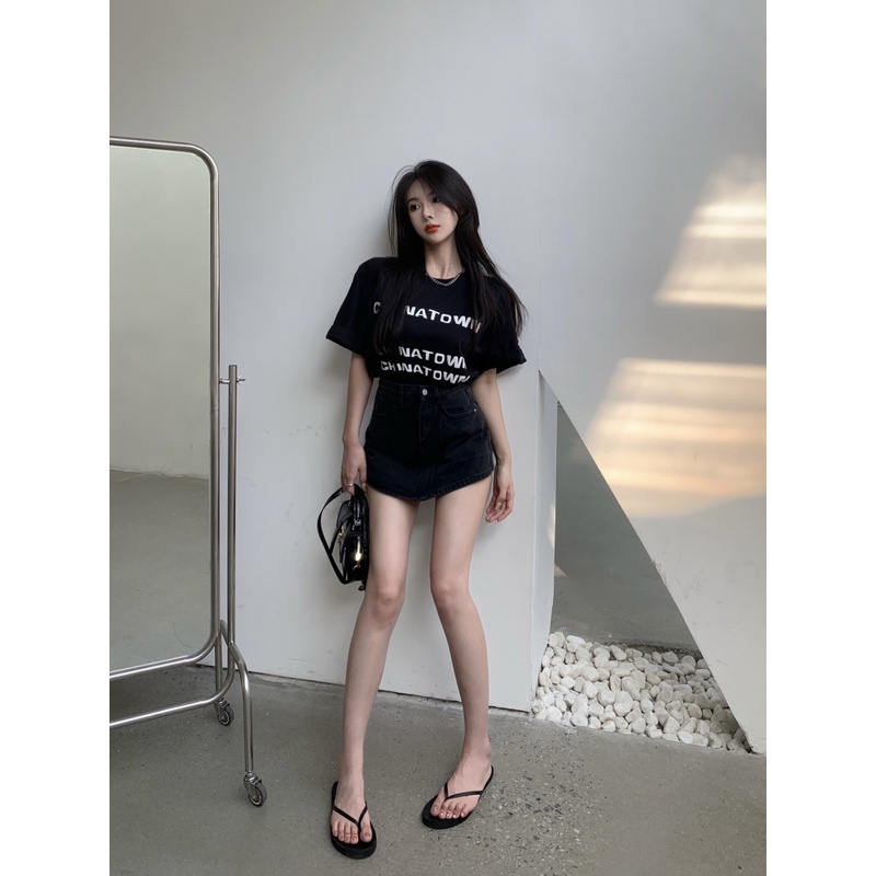 Áo Thun T-Shirt Tay Ngắn Cổ Tròn In Chữ Dành Cho Nữ