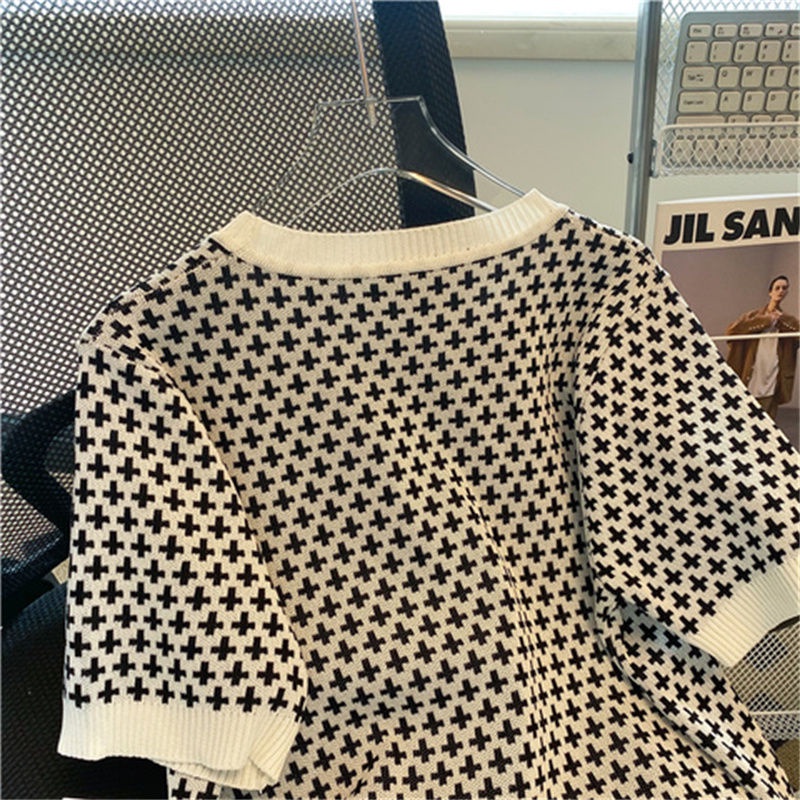 Áo Thun Dệt Kim Mỏng Tay Ngắn Phong Cách Thời Trang Mùa Hè Mới 2023