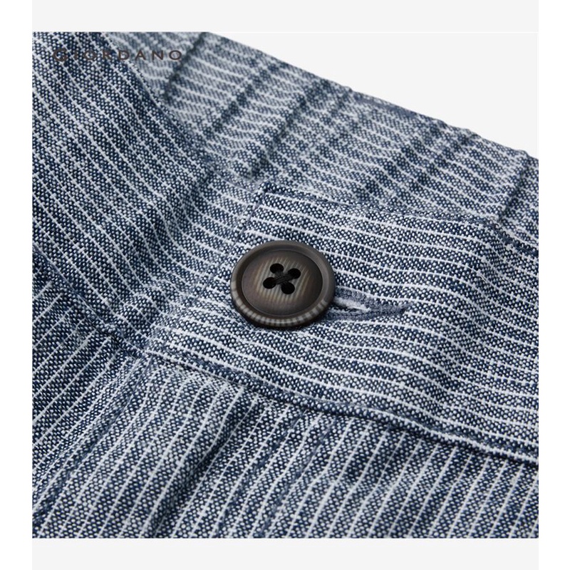 Quần short GIORDANO 01103340 vải linen cotton lưng co giãn 1 nữa thời trang